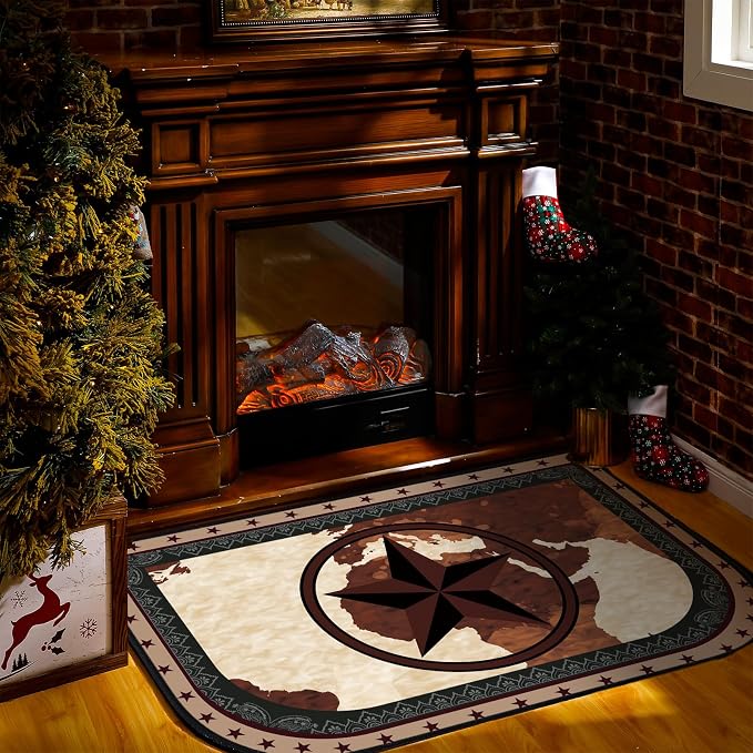Demissle Cabin Fireplace Hearth Rug Fireplace Mats Cabin Southwestern Fireproof - Image 2