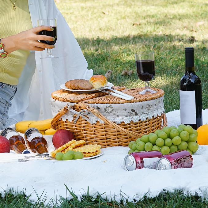 ZORMY 15" Wicker Picnic Baskets - Image 4