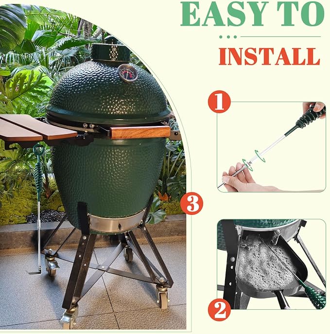 18" Green BBQ Ash Tool for Big Green Egg Ash Rake Ash Cleaner for BGE Kamado - Image 5
