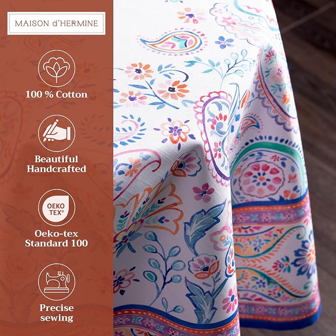 Maison d' Hermine Table Cloth Round Table 100% Cotton 69 Inches Tablecloth - Image 2