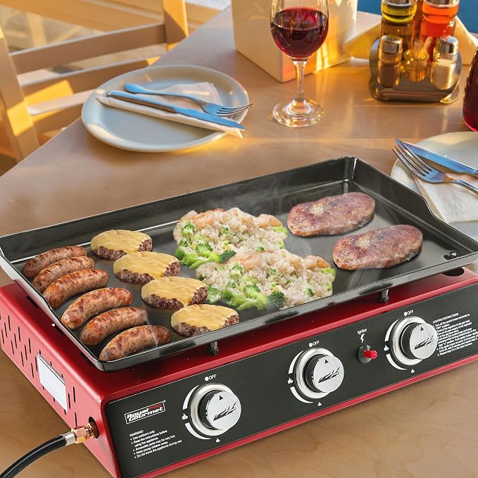 Royal Gourmet PD1301R 3 Burner Tabletop Propane Gas Griddle - Image 2