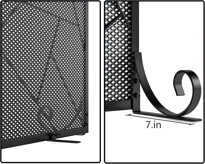 Fire Beauty Fireplace Screen Decorative Mesh Geometric Fire Spark Guard Gate - Image 6