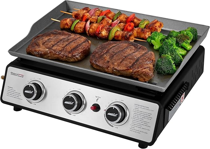 Royal Gourmet PD1301S Portable 3-Burner Tabletop Gas Griddle, 500 BTU Cooking by RoyalGourmetCorp