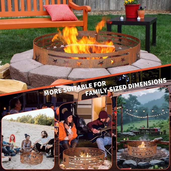 Fire Pit Ring, Outdoor Cooking Camping Steel Fire Ring Combo Insert DIY - Image 7