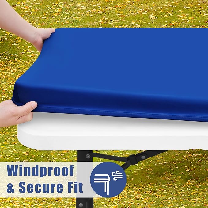 Spandex 8 Foot Rectangle Table Cloth 6 Pack, Elastic Fitted Tablecloths - Image 3