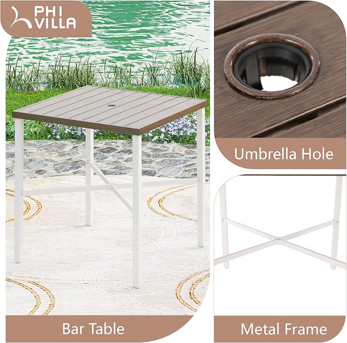 PHI VILLA Outdoor Bar Table, High Patio Table - Image 6