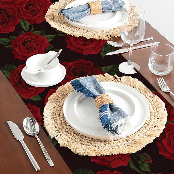 Table Runner Red Roses Table Runners Summer Seasonal Kitchen Dinning Decor - Image 5