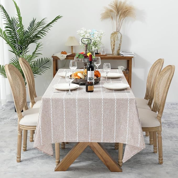Chassic 60 x 60 inches Farmhouse Style Linen tablecloths, Wrinkle Resistant - Image 2
