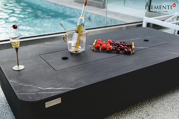 Elementi+ | Valencia Gas Fire Pit | Cast Concrete Body & Marble Porcelain Top | - Image 6