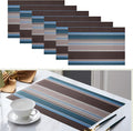 Set of 6 Colorful Striped Vinyl Placemats Heat-Resistant Washable Placemats by Unknown