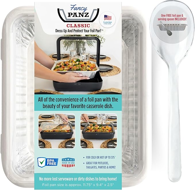 Fancy Panz - White Classic Aluminum Foil Pan Carrier - Elevated Food Serving by FancyPanz