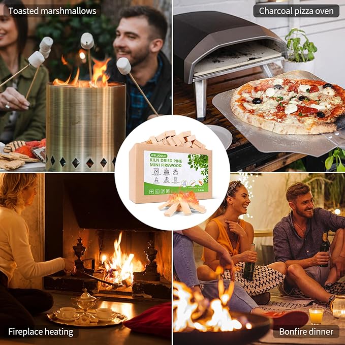 Mini Firewood with 4pcs Fire Starters&Gloves 5'' Lengths Pine Kiln Dried Fire - Image 7