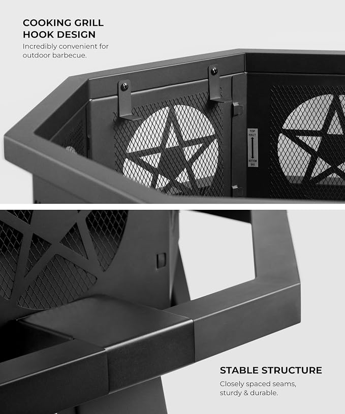 35 inch Fire Pit, Outdoor Fire Pit Wood Burning Fire Pits - Image 6