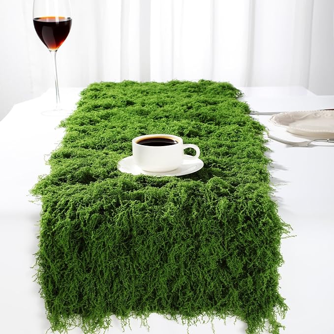 Zeyune 2 Pcs Fake Moss Table Runner by Zeyune