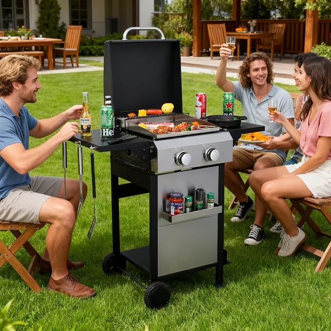 2-Burner Gas Grill, 24600 BTU Portable BBQ - Image 3