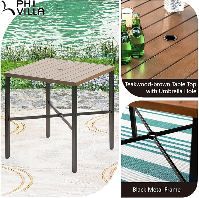 PHI VILLA 36"X36" Outdoor Metal Counter Height Table - Image 4
