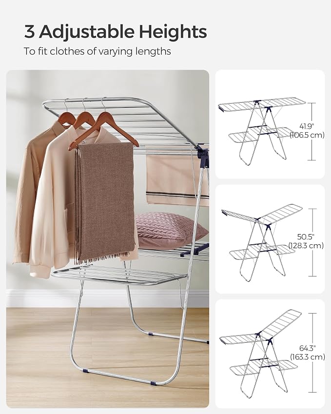 SONGMICS Clothes Drying Rack, Foldable 2-Level Laundry Drying Rack, - Image 6
