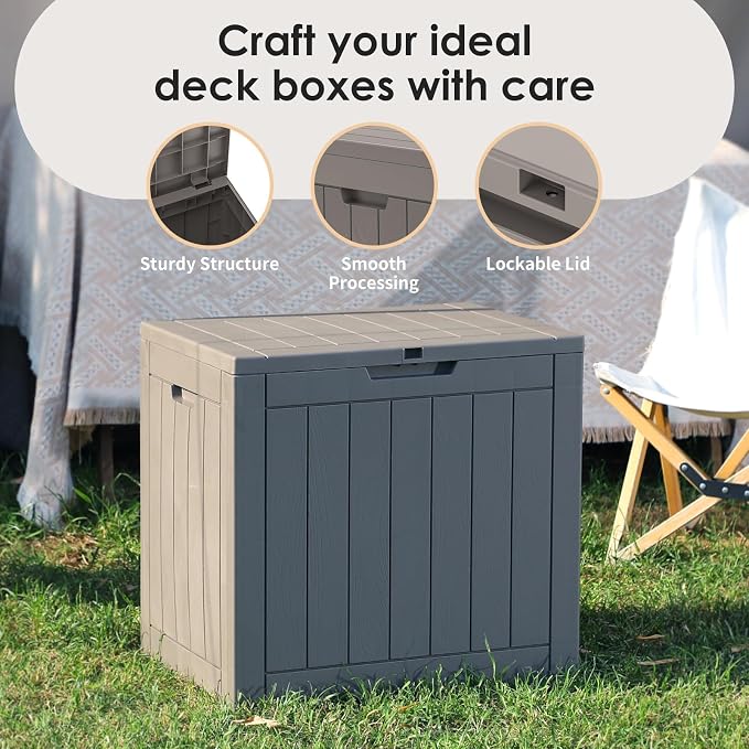 Resin Deck Box - 30 Gallon Lockable Outdoor Storage, Water-Resistant - Image 6