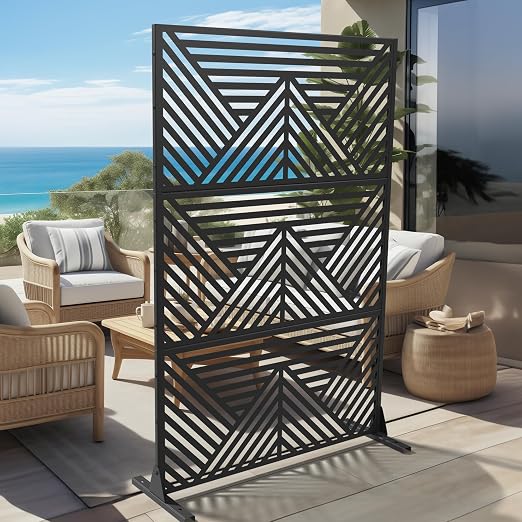 Casaphoria 72" H x 47" W Metal Outdoor Privacy Screen, Freestanding Decorative - Image 3