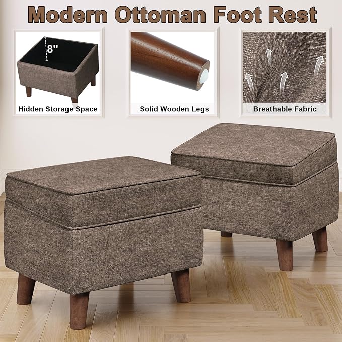 Storage Ottoman with Adjustable Cover, Soft Step Stool, Footrest and Seat - Image 4