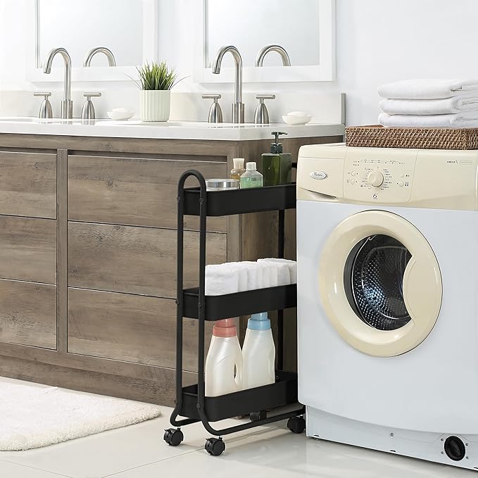 SunnyPoint Slim Rolling Storage Cart, 3 Tier Bathroom Storage Organizer Bathroom - Image 5