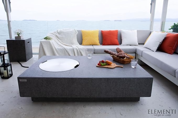 Elementi | Bundle Metropolis Gas Fire Pit Cast Concrete 56" Rectangular Fire - Image 3