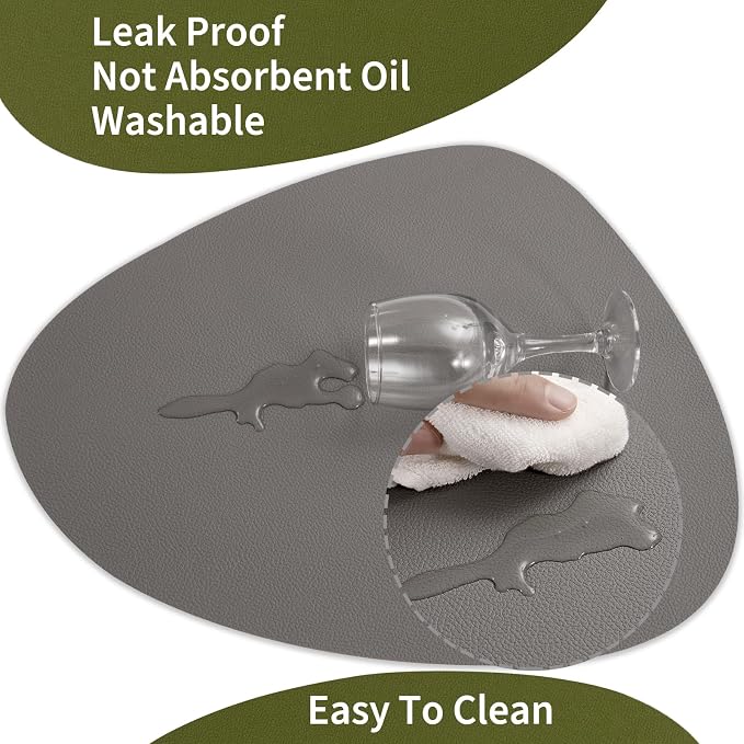 Myir JUN Placemats, Dual-Sided Placemats Waterproof Faux Leather Placemats Set - Image 5