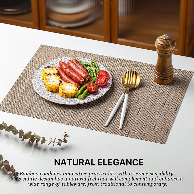 LEXMORE Placemats Set of 6 Vinyl/Plastic Woven Place Mats - Image 3