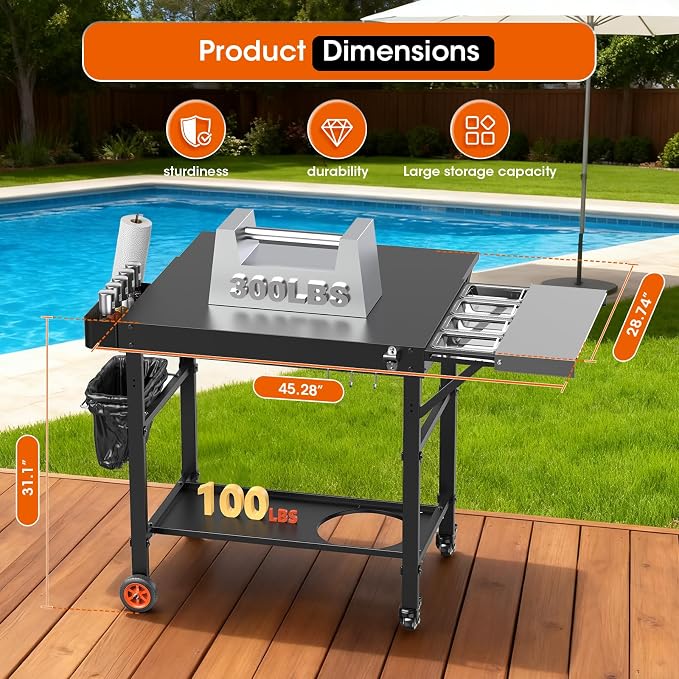 Pizza Oven Table, Grill Cart Table - Image 7