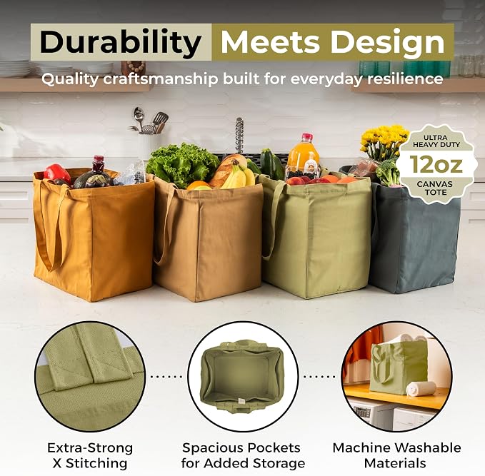 VeraMia Canvas Grocery Bag 3pc XL Set - Image 3