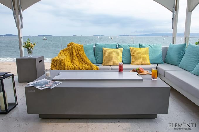 Elementi | Bundle Granville Gas Fire Pit Cast Concrete 60" Rectangular Fire - Image 8