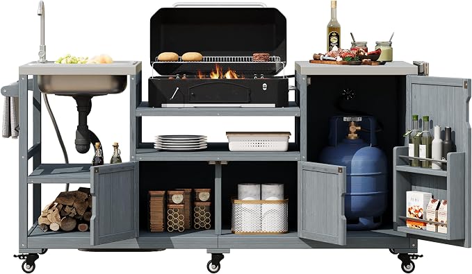 75.4" Outdoor Kitchen Grill Cart - Image 2