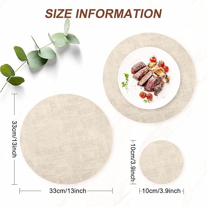 Round Faux Leather Placemats and Coasters, Reversible Heat Resistant Non-Slip - Image 3