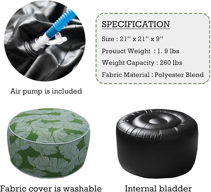 Kozyard Inflatable Ottoman Stool - Image 3