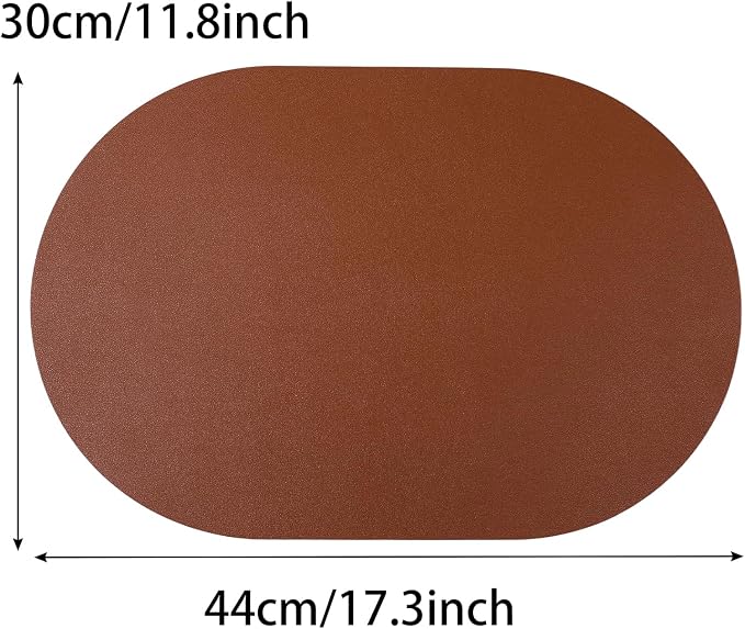 Waterproof Placemats Set of 6 Oval, Reversible Faux Leather Placemat Heat - Image 3