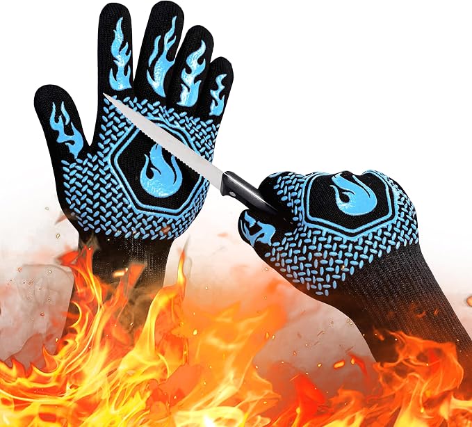 BBQ Fireproof Gloves, Grill Cut-Resistant Gloves 1472°F Heat Resistant Gloves by DKHDBD