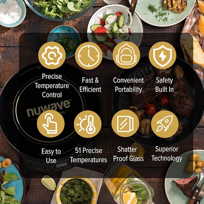Nuwave Precision Induction Cooktop Gold, 12” Shatter-Proof Ceramic Glass Surface - Image 6