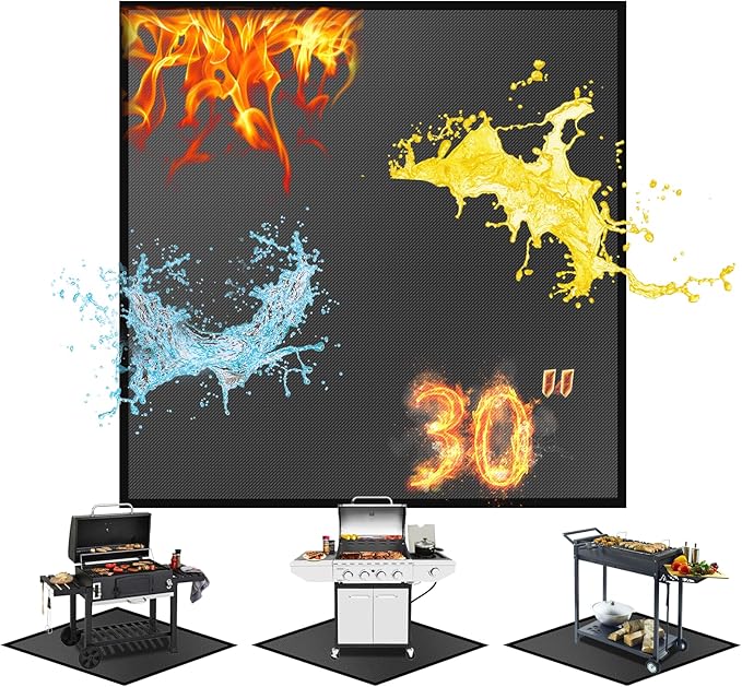 Grill Pads Floor Mat 30 Inch Fiberglass Silicone Coated Fireproof Waterproof