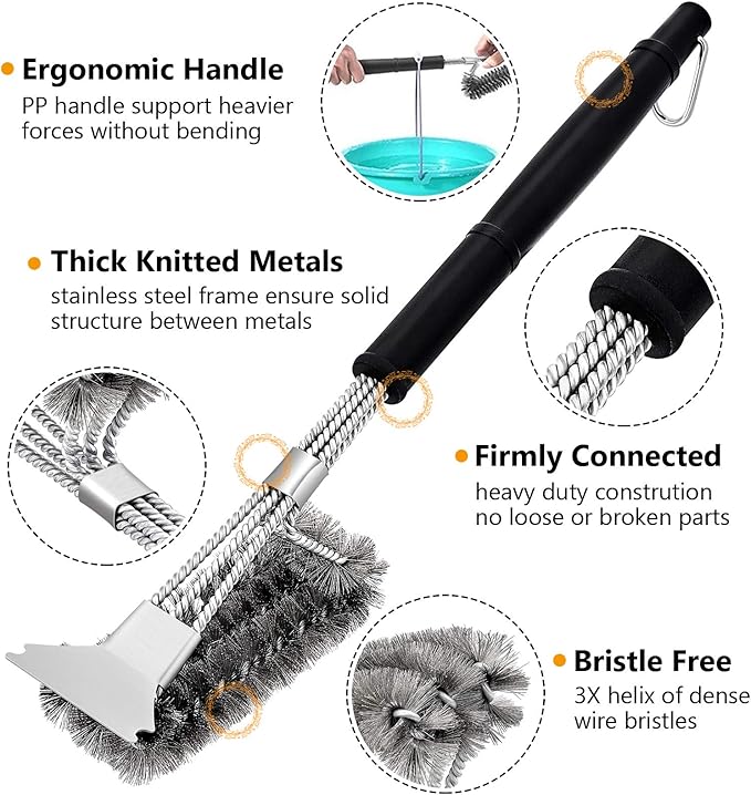Barbecue Tool Set, 5-Piece Stainless Steel Grilling Kit, 18 Inch