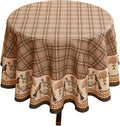 Vintage Brown Checkered Small Round Tablecloth, Italian Style Wrinkle Resistant by bilingaier
