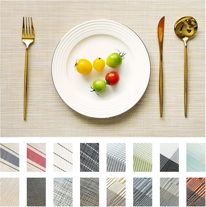 Placemats Set of 6 Vinyl/Plastic Woven Place Mats by Unknown