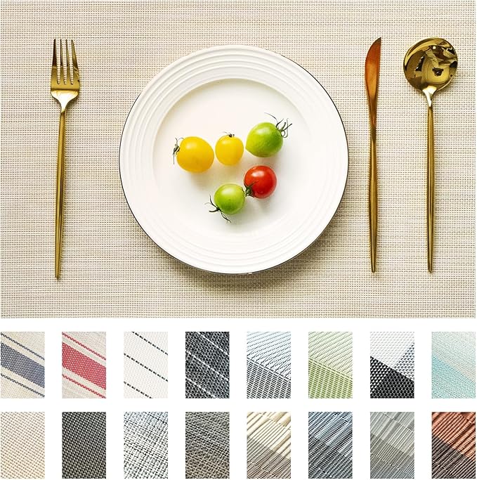 Placemats Set of 4 Vinyl/Plastic Woven Place Mats by Unknown