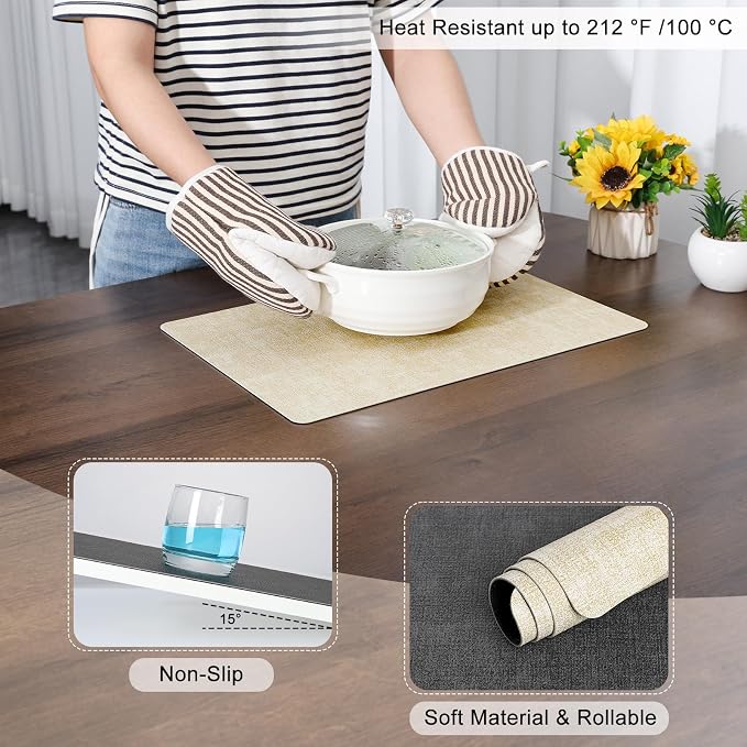 Myir JUN Placemats Set of 8, Dual Sided Faux Leather Placemats Place Mats Set - Image 5