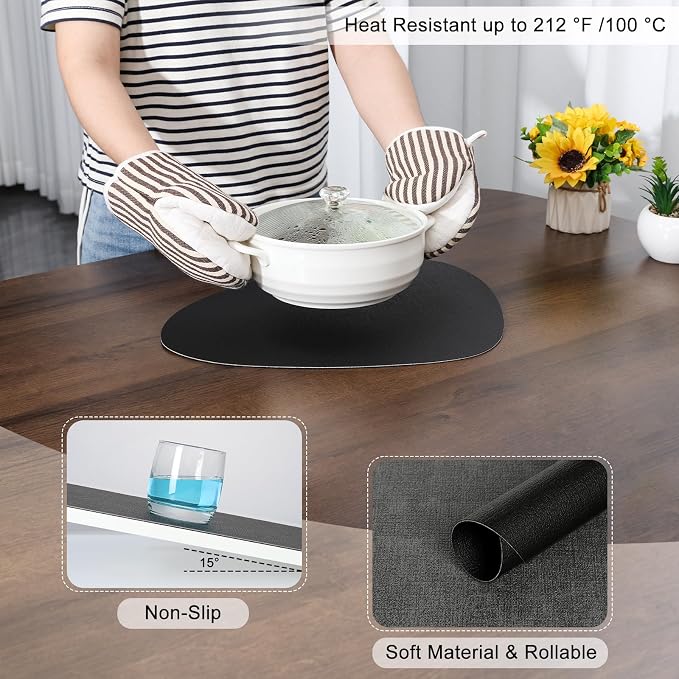 Placemats and Coasters, Washable Reversible Placemats Round Faux Leather - Image 5