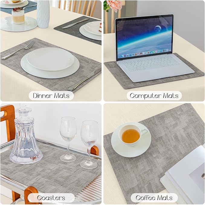 Romanstile Reversible Vinyl Placemats Set of 8, Faux Leather 100% Waterproof - Image 5