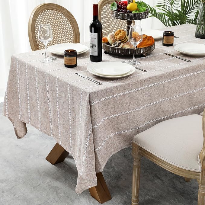 Chassic 60 x 84 inches Farmhouse Style Linen tablecloths, Wrinkle Resistant - Image 3
