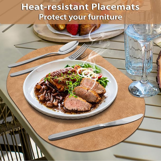 ADRIMER Placemats, Heat Resistant Oval Placemats Set of 12 Washable 12 x 17 Inch - Image 2