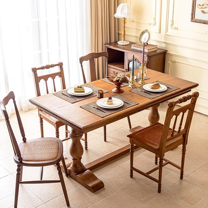 KXN Placemats Set of 8, Dual-Layer Thickened Faux Linen Table Mats, Heat - Image 2