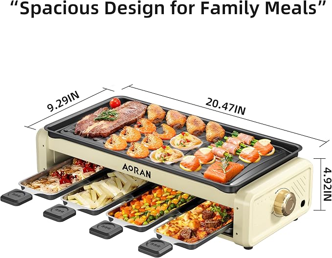 Aoran Electric Smokeless Grill, 1800W Nonstick Indoor Griddle Pan, Adjustable - Image 7