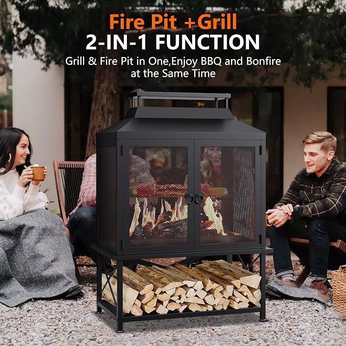 2-in-1 Metal Chiminea Fireplace - Image 2
